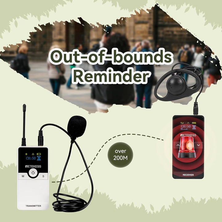 Retekess TT116 Wireless Tour Guide System, 200M Kabelloses Reiseleitersystem, Audio Guide System, mi