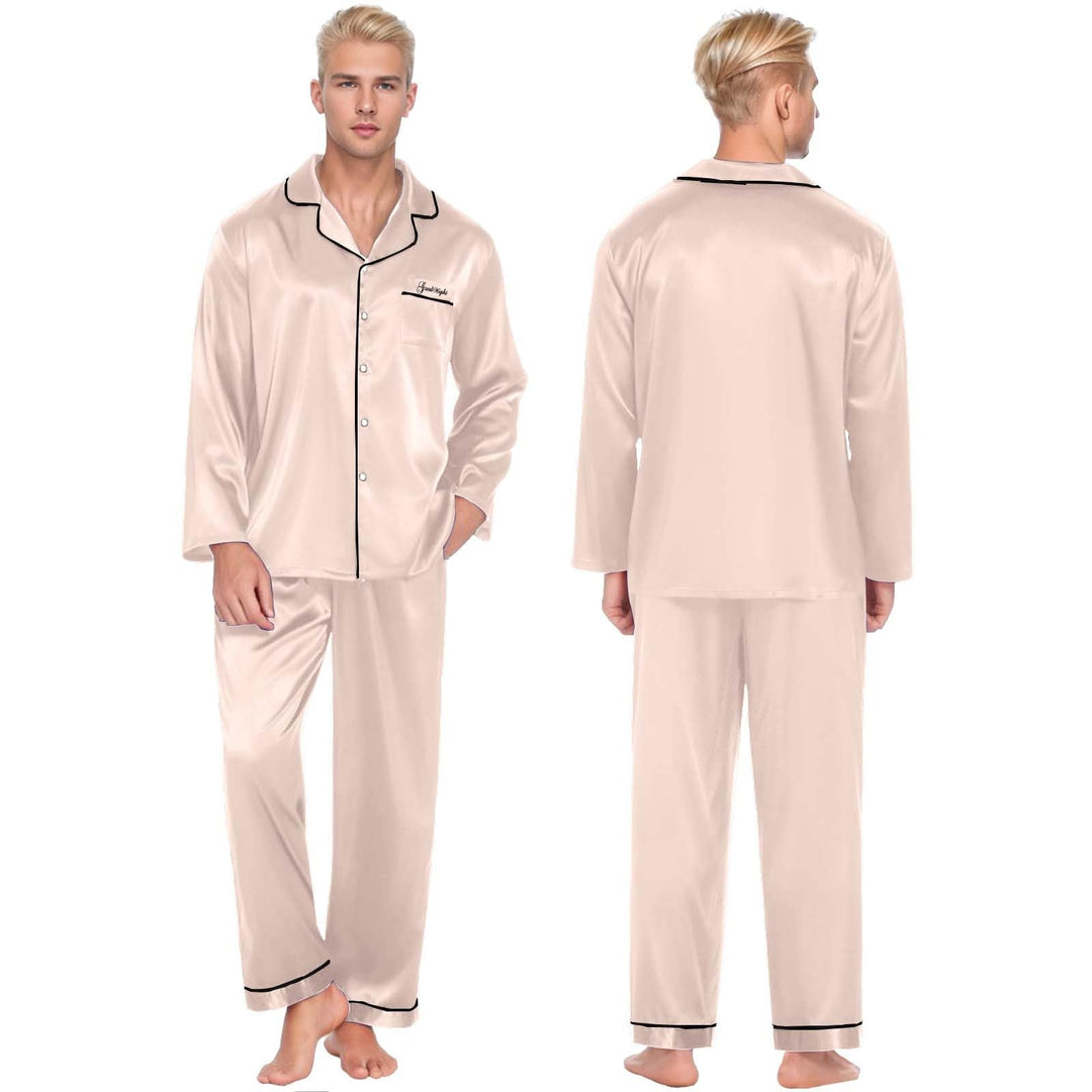 Damen Pyjama Satin Schlafanzug Set,Damen Seidensatin Pyjama Set 2Pcs Langarmhose Chinesischer Stil N