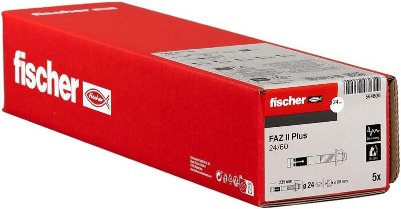 fischer Bolzenanker FAZ II Plus 24/60 gvz, Schwerlastanker mit hoher Tragfähigkeit, Ankerbolzen für