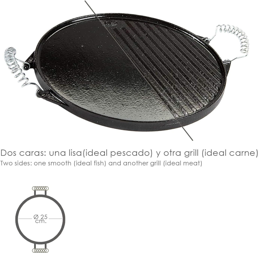 Grillplatte, Plancha 25cm aus Eisenguss emailliert 30 x 30 x 25 cm, 30 x 30 x 25 cm