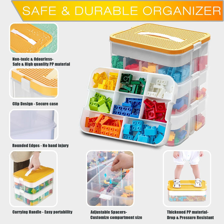 Aufbewahrungsbox für Lego Bausteine Ablagefächer Stapelbar Kisten Spielzeug Aufbewahrung mit Deckel