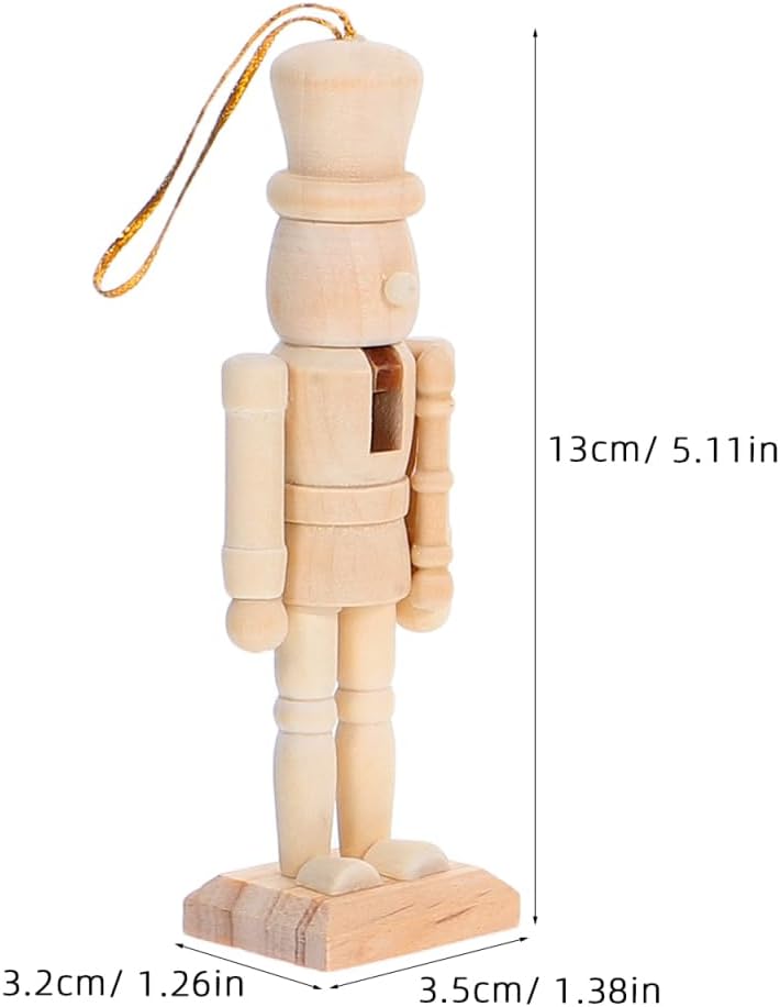 TOYANDONA 6 Stück DIY Nussknacker Soldat Figuren aus Holz Unbemalt zum Bemalen Stabile Weihnachtsdek