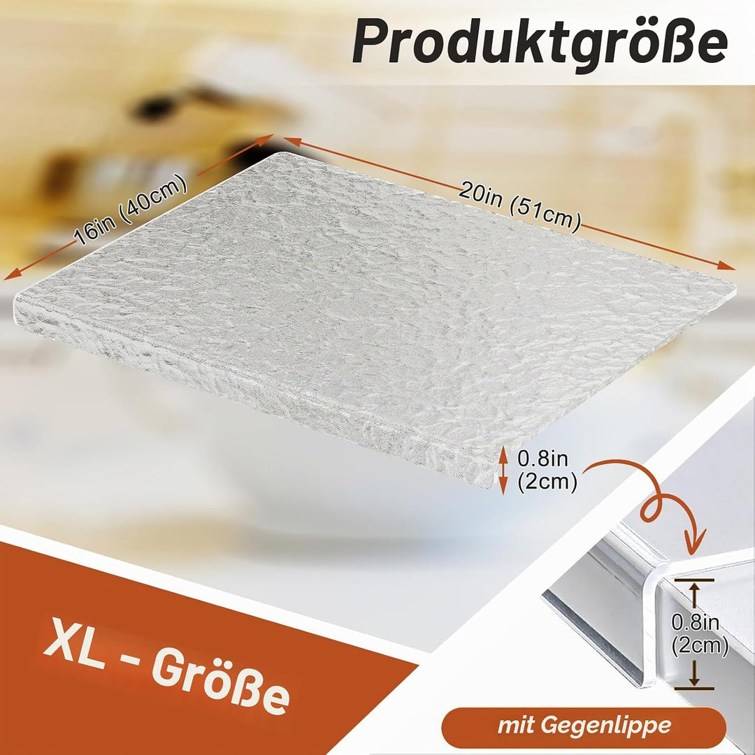 JJL Acryl Schneidebrett mit Thekenlippe 51 x 40 cm - BPA-frei, rutschfest, Wellenmuster - Multifunkt