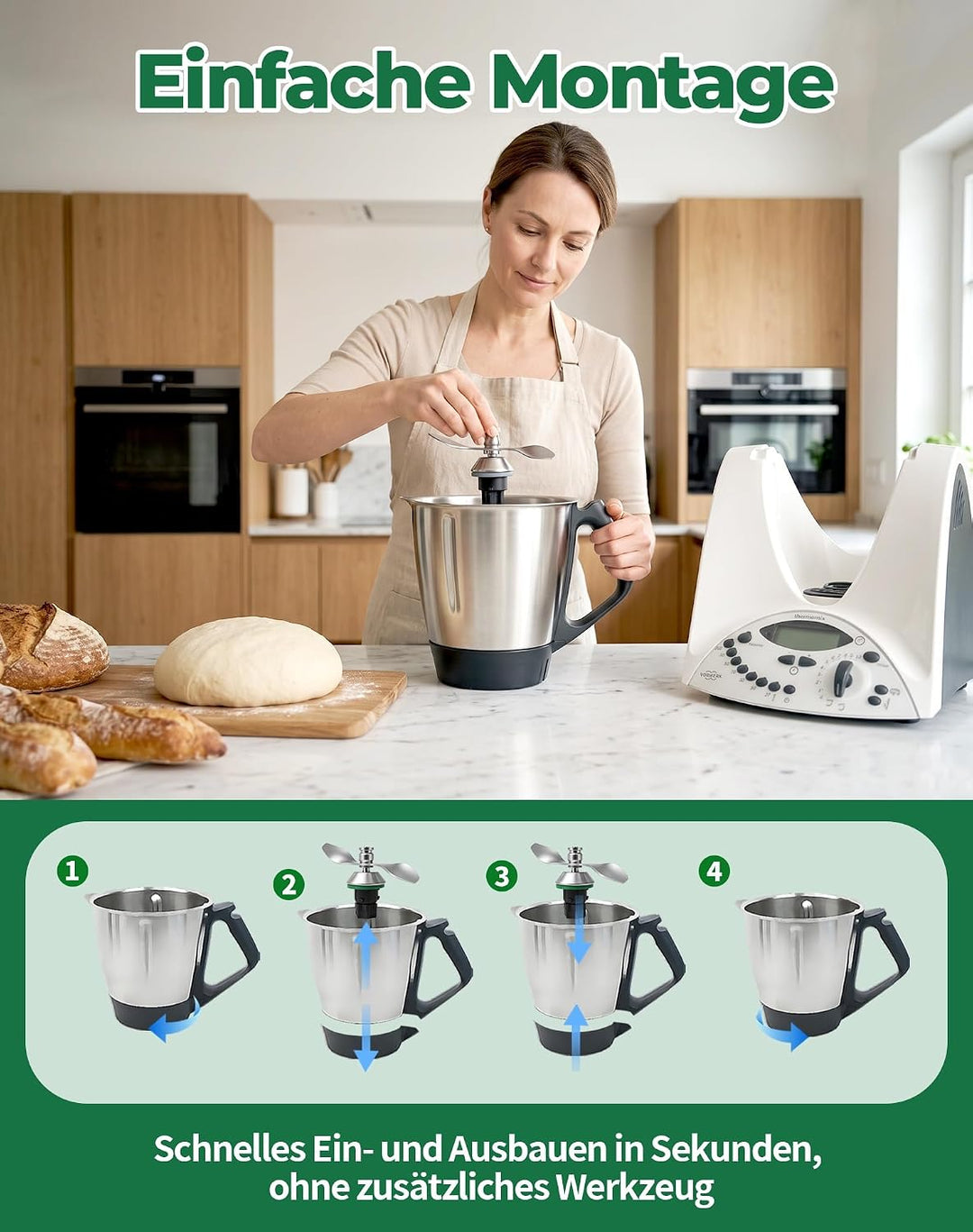 Teigmesser für Thermomix TM31 Knetmesser Mixmesser für Vorwerk Zubehör