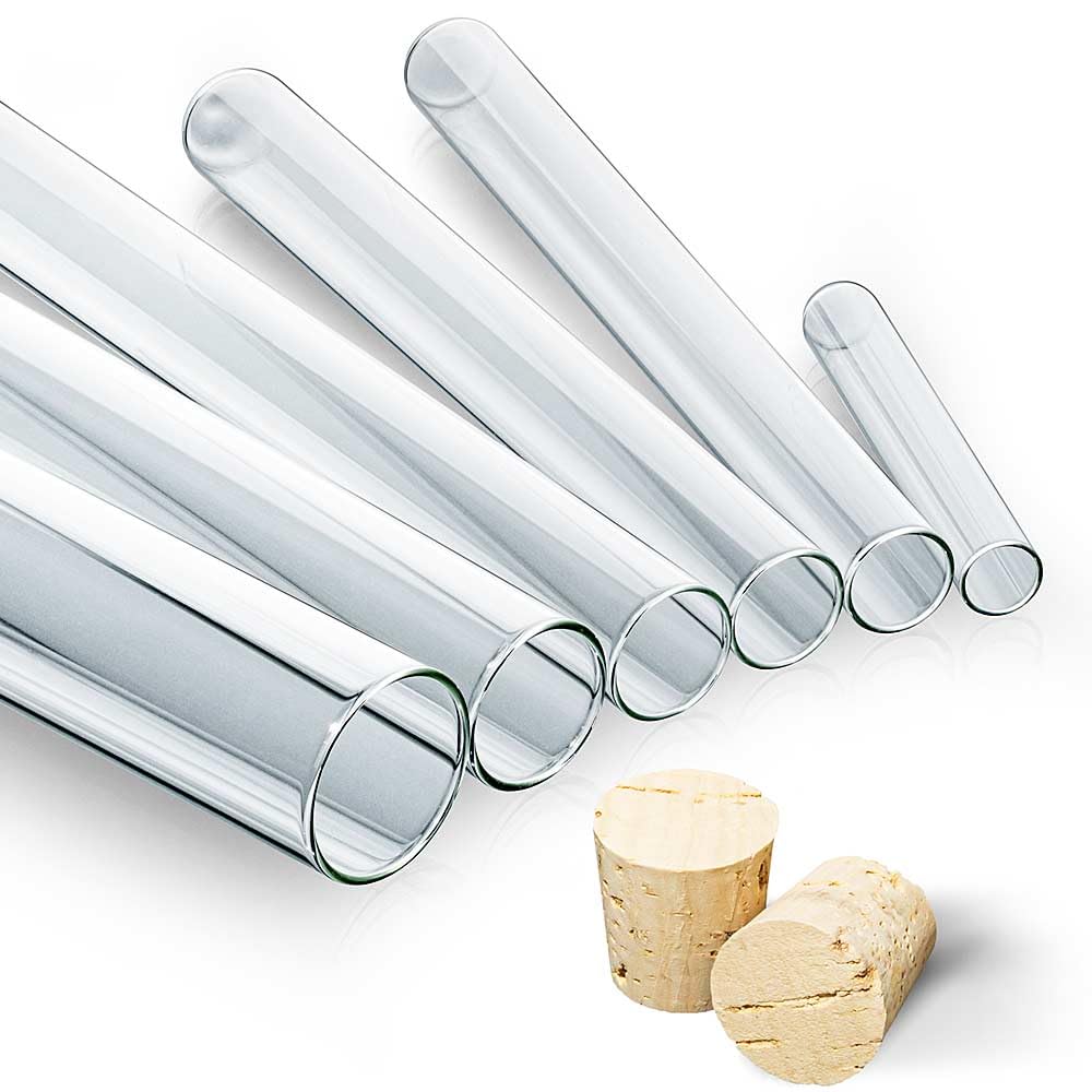 Tuuters 25 x Reagenzglas aus Laborglas mit Natur-Korken ✪ Premium-Line ✪ Starkwandig (200 x ø 24 mm)