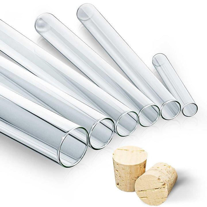 Tuuters 25 x Reagenzglas aus Laborglas mit Natur-Korken ✪ Premium-Line ✪ Starkwandig (200 x ø 24 mm)
