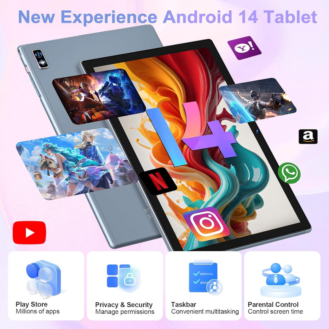 ZIOVO Android 14 Tablet 10 Zoll mit Octa-Core 2.0GHz, 22GB RAM+128GB ROM/2TB TF, 8000mAh, 2.4G+ 5G W
