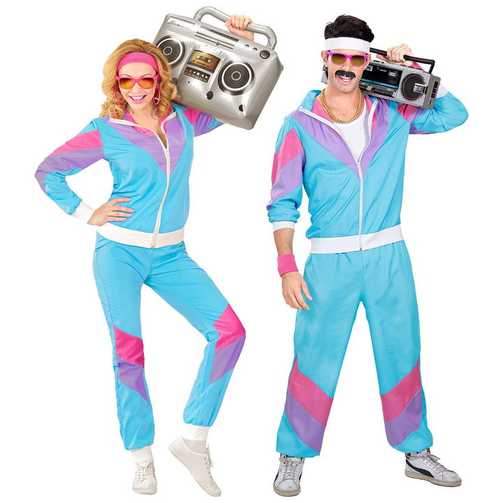 W WIDMANN MILANO Party Fashion - Kostüm Trainingsanzug, Jacke und Hose, 80er Jahre Outfit, Joggingan