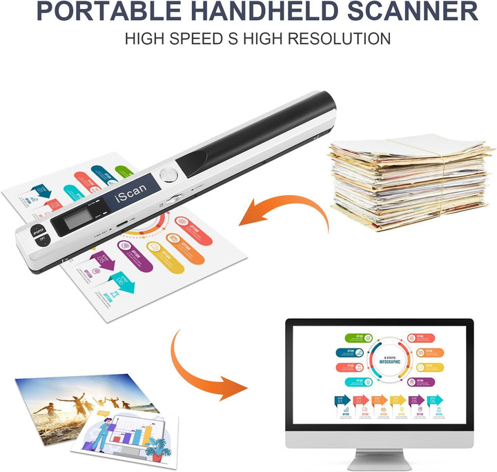 AOZBZ Tragbarer Dokumentenscanner, 900 DPI, Handgerät, USB-Bildscanner, A4, Farbfoto, mobiler Scanne