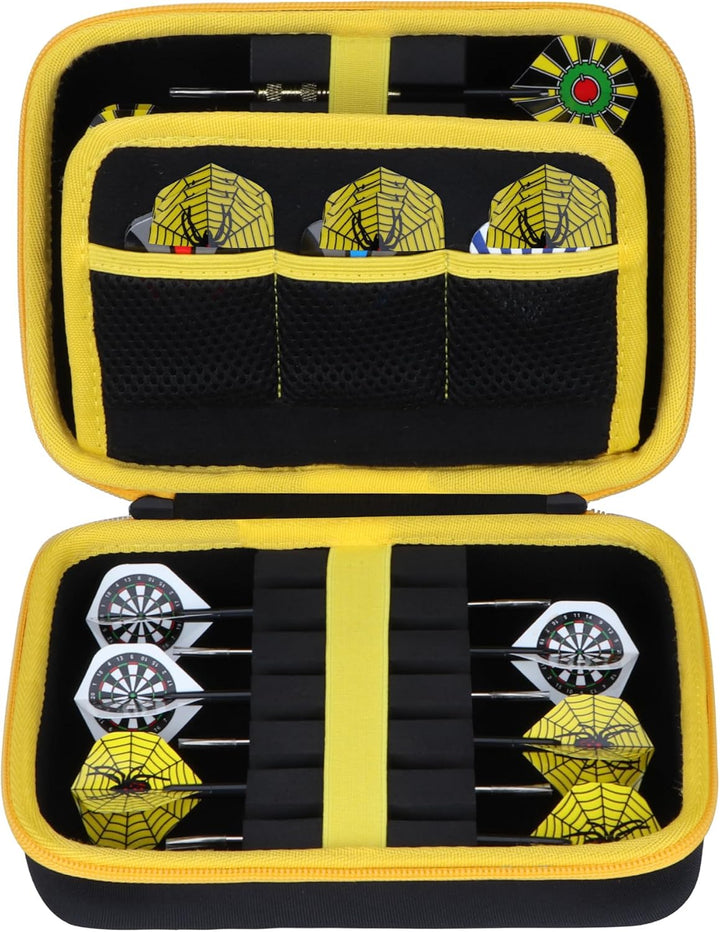 Hart Hülle Dartpfeile Etui für 12 Stück Steeldarts oder weiche Spitze Darts,eingebaute Speicher Rohr