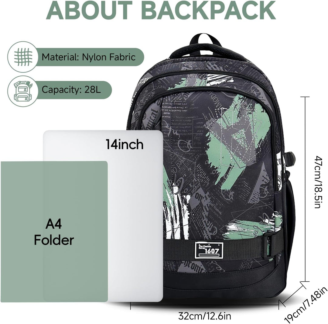 Amythe Schulrucksack Jungen Teenager, Rucksack Schule Gymnasium Oberstufe Schulranzen mit Trolley-Gu