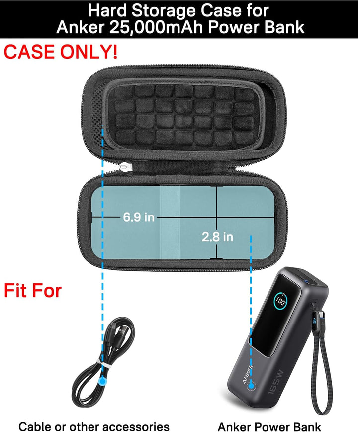 RAIACE Hartschalenetui kompatibel mit der Anker 25.000 mAh Powerbank, mit Netzfach für Kabel und Zub