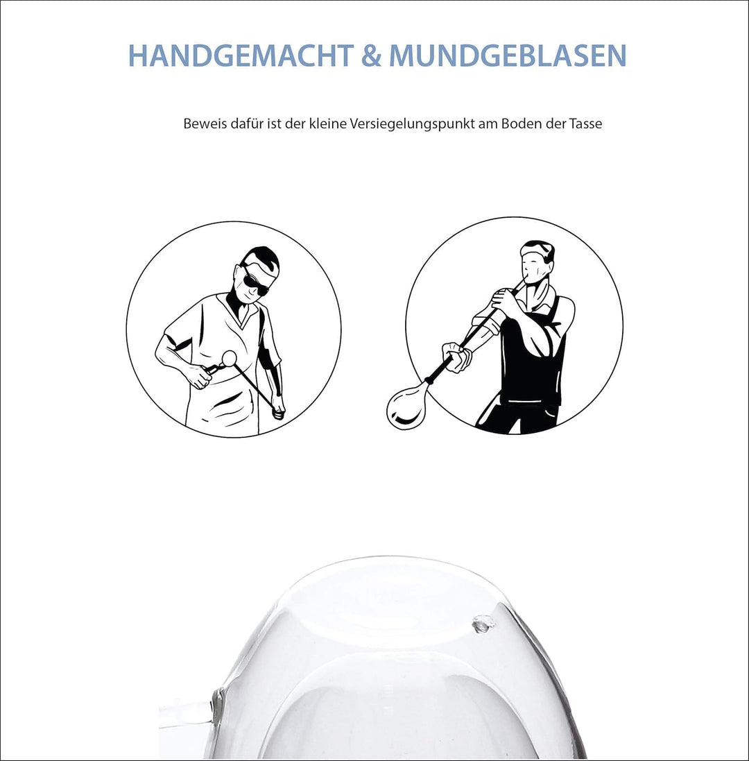 Zobel Espressotassen 80ml | 4er Set doppelwandige Espressogläser mit Henkel aus Borosilikatglas inkl