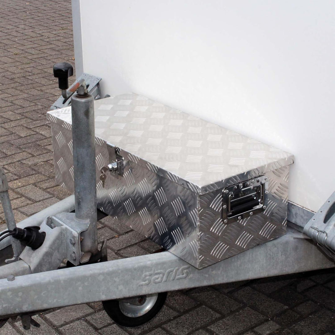 Wiltec Werkzeugbox Alu 76x32x24,5 cm Silberfarbene Transportbox, Werkzeugkiste inkl. Schlüssel, Alub