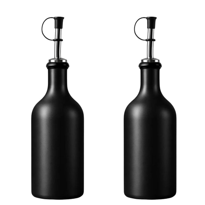 2 x Ölflasche Ölspender 500 ml Keramik schwarz mit Ausgiesser Made in Germany