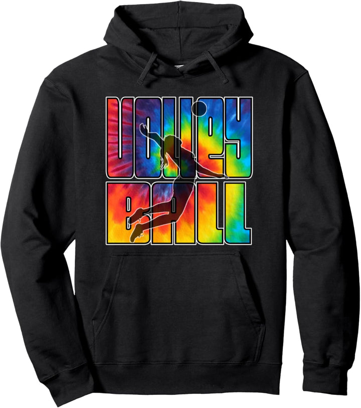 Tie Dye Girls Volleyball Server Rainbow Teen Girl Pullover Hoodie