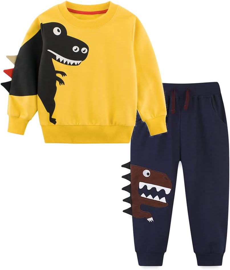 Volunboy Baby Jungen Dinosaurier kleidung, Kinder Pullover Jogginganzug Sweatshirt Langarmshirt und