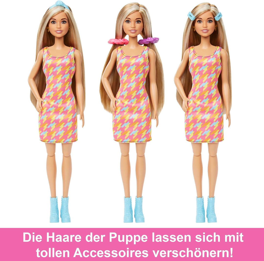BARBIE Totally Hair Spielset - Puppe, Frisiertisch, 15+ Accessoires, Farbwechseleffekt, für Kinder a