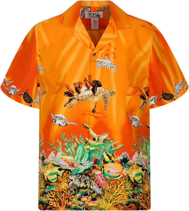 KY's Hawaiihemd Hawaiishirt original Made in Hawaii S-6XL S Orange, S Orange
