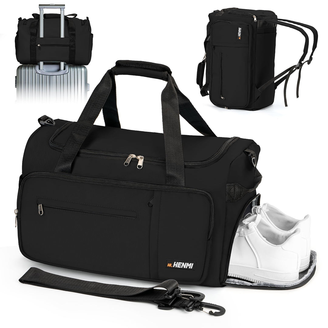 HENMI Sporttasche &amp; Reisetasche für Herren und Damen, 43L Gross gymbag mit Schuhfach und Nassfach, F