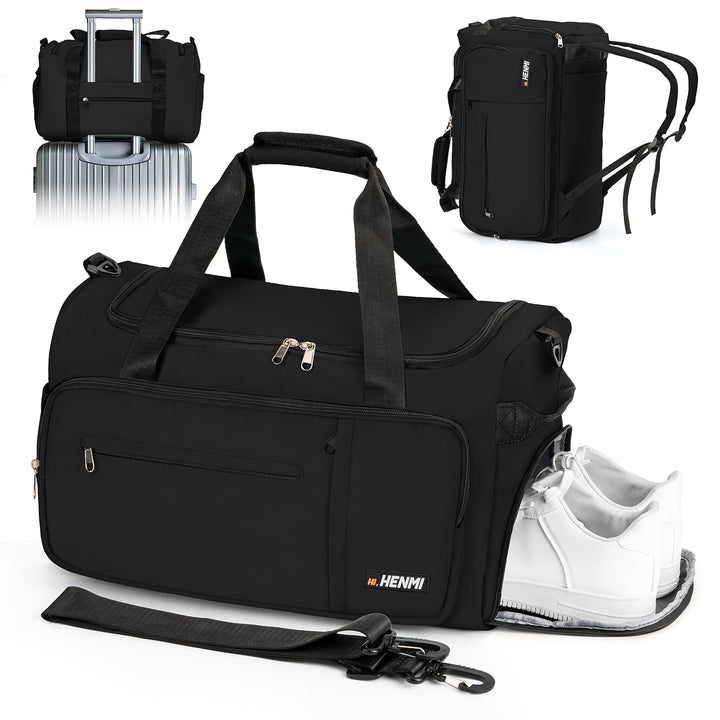 HENMI Sporttasche &amp; Reisetasche für Herren und Damen, 43L Gross gymbag mit Schuhfach und Nassfach, F