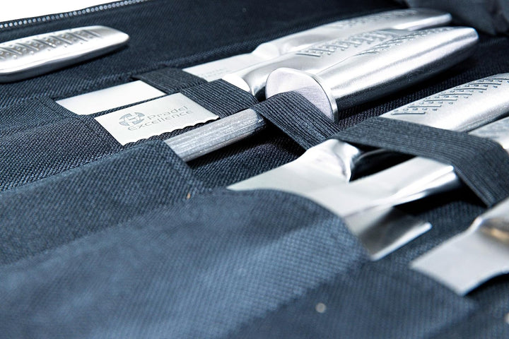 Pradel Excellence I7100 Küchenmessertasche, 9-teilig, Edelstahl klassisch