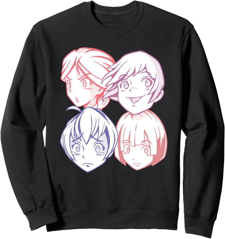 Anime Mädchen Gesichter Ausdrücke Manga Sweatshirt