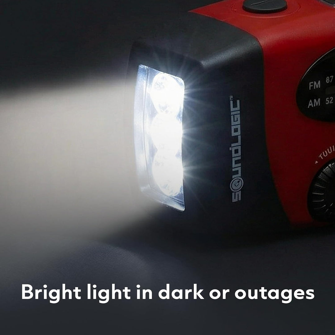 Soundlogic Notfallradio Solar | Kurbelradiof mit Powerbank & LED Taschenlampe | AM/FM Radio | USB-C