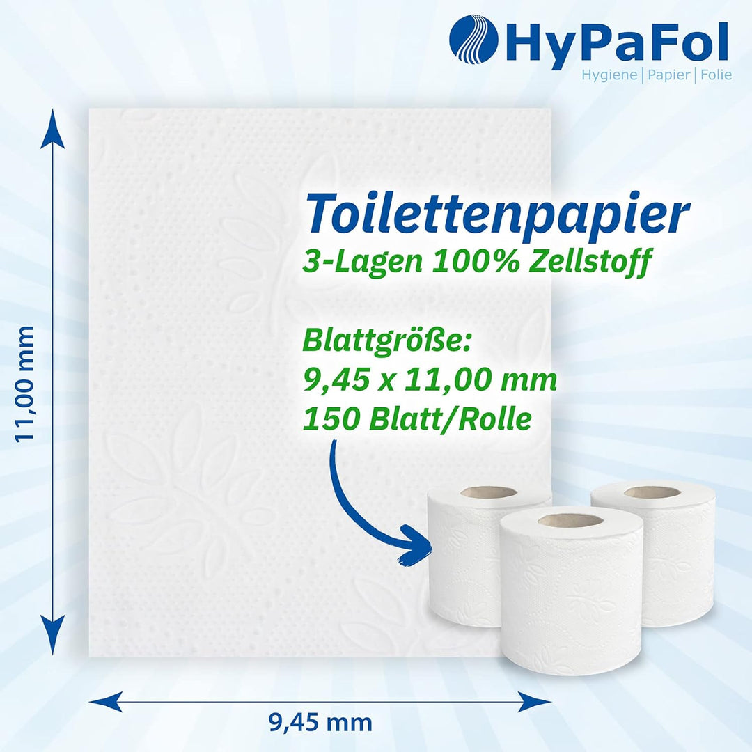 Hypafol Toilettenpapier motivgeprägt, 3-lagig | Vorteilspack mit 96 Rollen Klopapier | extra weich u