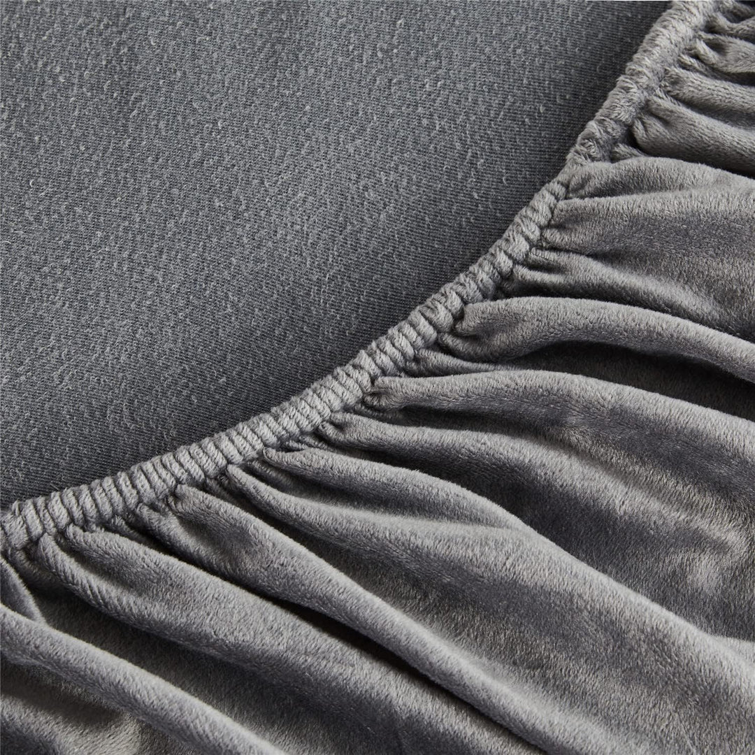 Boqingzhu Flauschige Plüsch Spannbettlaken 180x200cm Grau Fleece Flanell Cashmere Touch Spannbetttuc