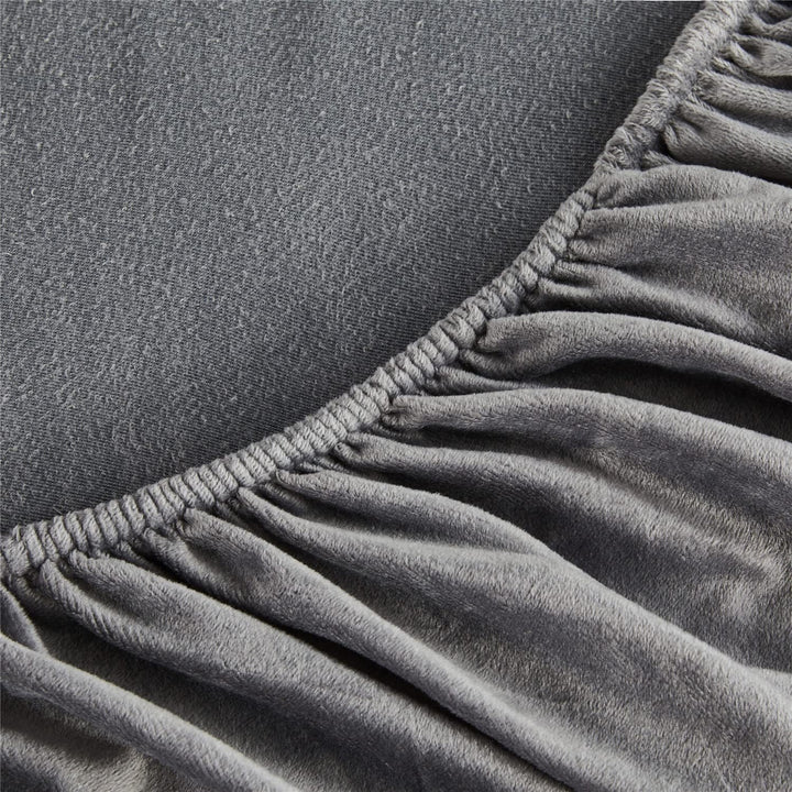 Boqingzhu Flauschige Plüsch Spannbettlaken 180x200cm Grau Fleece Flanell Cashmere Touch Spannbetttuc
