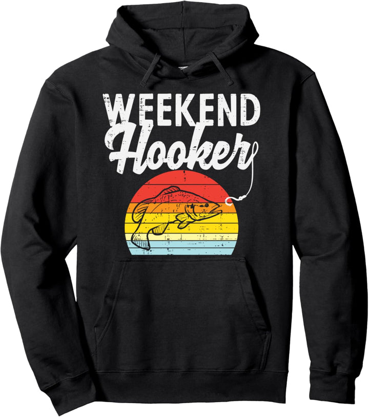 Weekend Hook Retro Bass Fish Fishing Fisherman Men Gift Pullover Hoodie