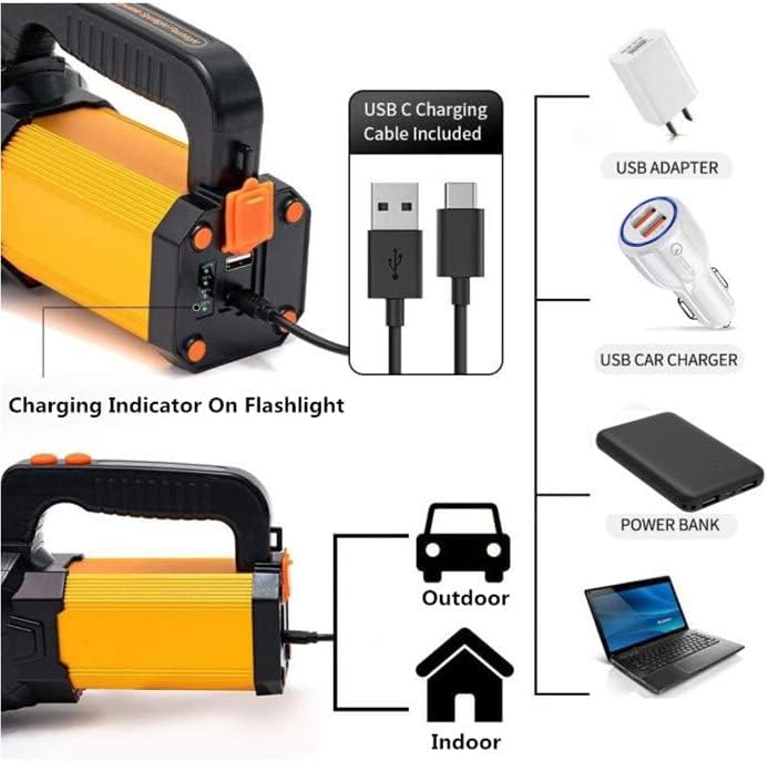 MAYTHANK Extrem helle Taschenlampe Led Aufladbar 10000 Lumen Akku Handscheinwerfer Handlampe Gross S