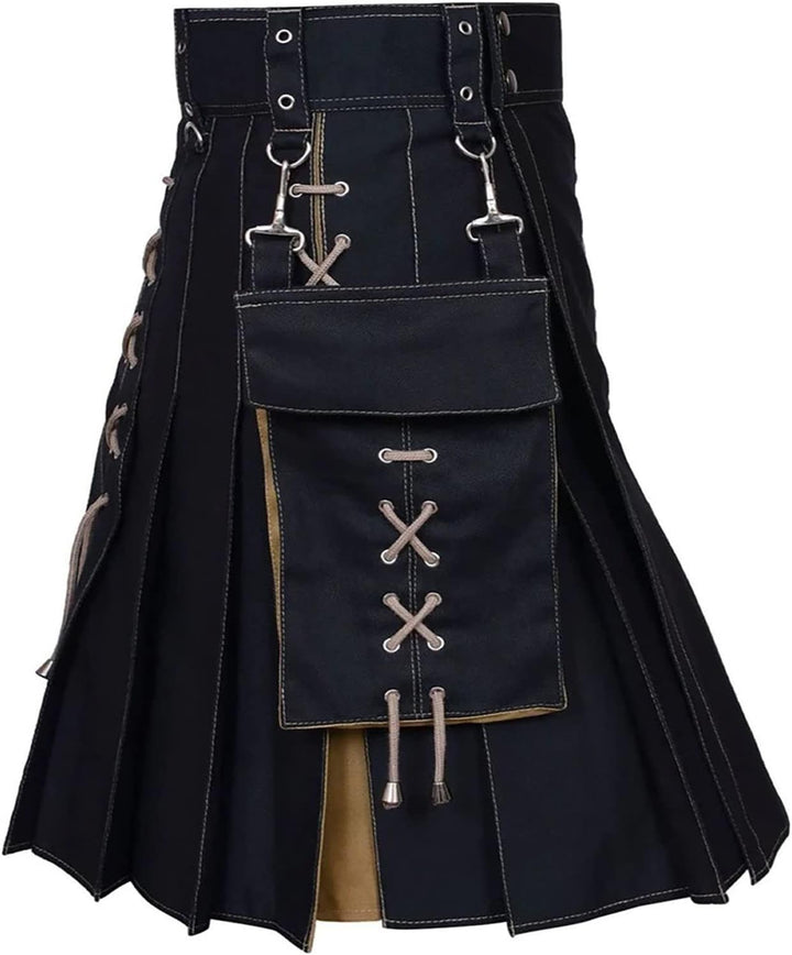 Herren mittelalterlicher Krieger Kilt Mode Patchwork Pocket Knight Rock Kostüm Vintage Gothic Punk R
