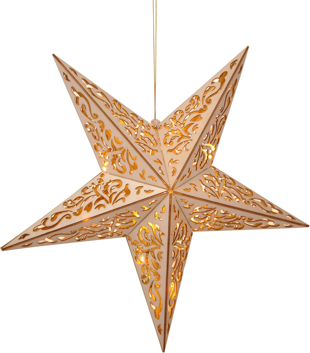 Haushalt International Holzstern mit Fernbedienung 40cm LED beleuchteter Stern Weihnachts Fenster De