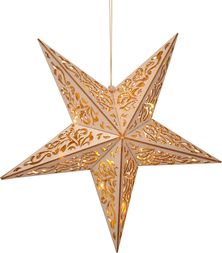 Haushalt International Holzstern mit Fernbedienung 40cm LED beleuchteter Stern Weihnachts Fenster De