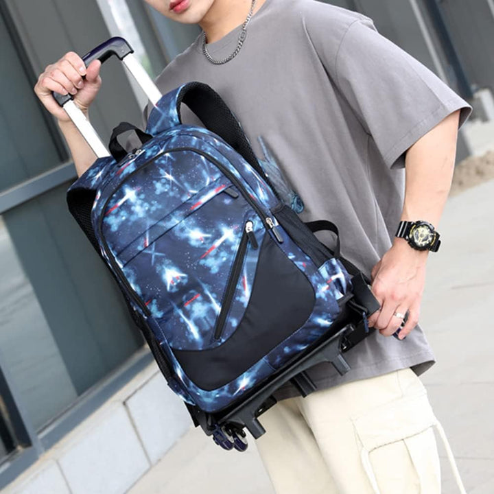 Trolley Rucksäcke Rollen Rucksack Schulranzen mit 6 Rädern Kinder Schulrucksack Reisen für Mädchen J