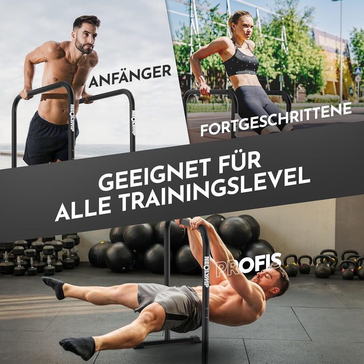 NEOLYMP Dip Barren Calisthenics Equipment – 400kg belastbare Dip Station mit E-Book - verstellbare B