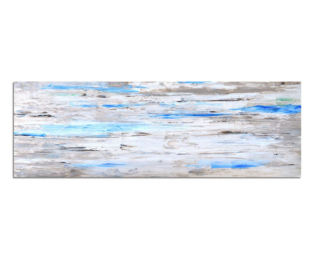 Paul Sinus Art Panoramabild auf Leinwand und Keilrahmen 150x50cm Kunstmalerei braun blau abstrakt