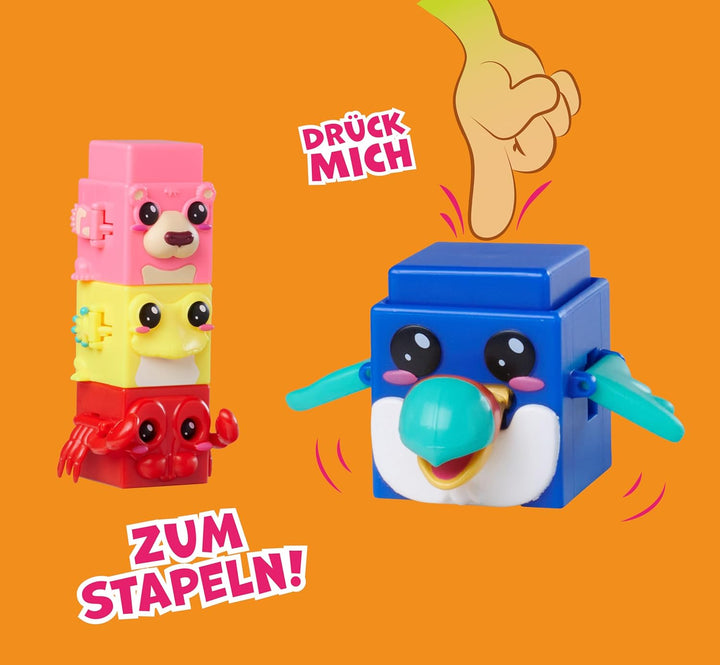 Simba Toys Bloxies Figur Serie II (4 Stück) – Tier-Baustein zum Stapeln und Sammeln, lustiger Bewegu