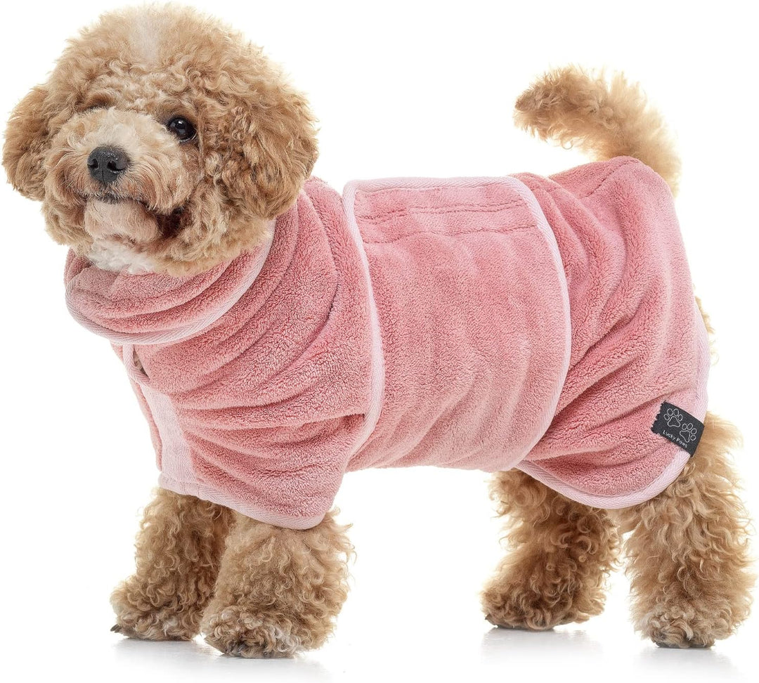 Lucky Paws® Hundebademantel - doppellagiger Bademantel Hund - trocken in Minuten, absorbierendes Hun
