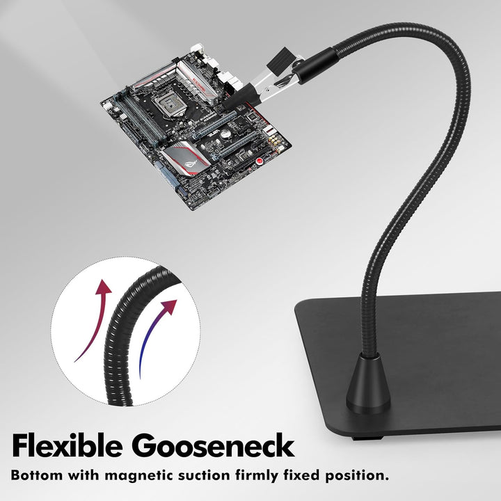 Magnetische helfende Hand, lötende Dritte Hände mit 3X LED Lupenlampe, 4 PCB Säulen Leiterplattenhal