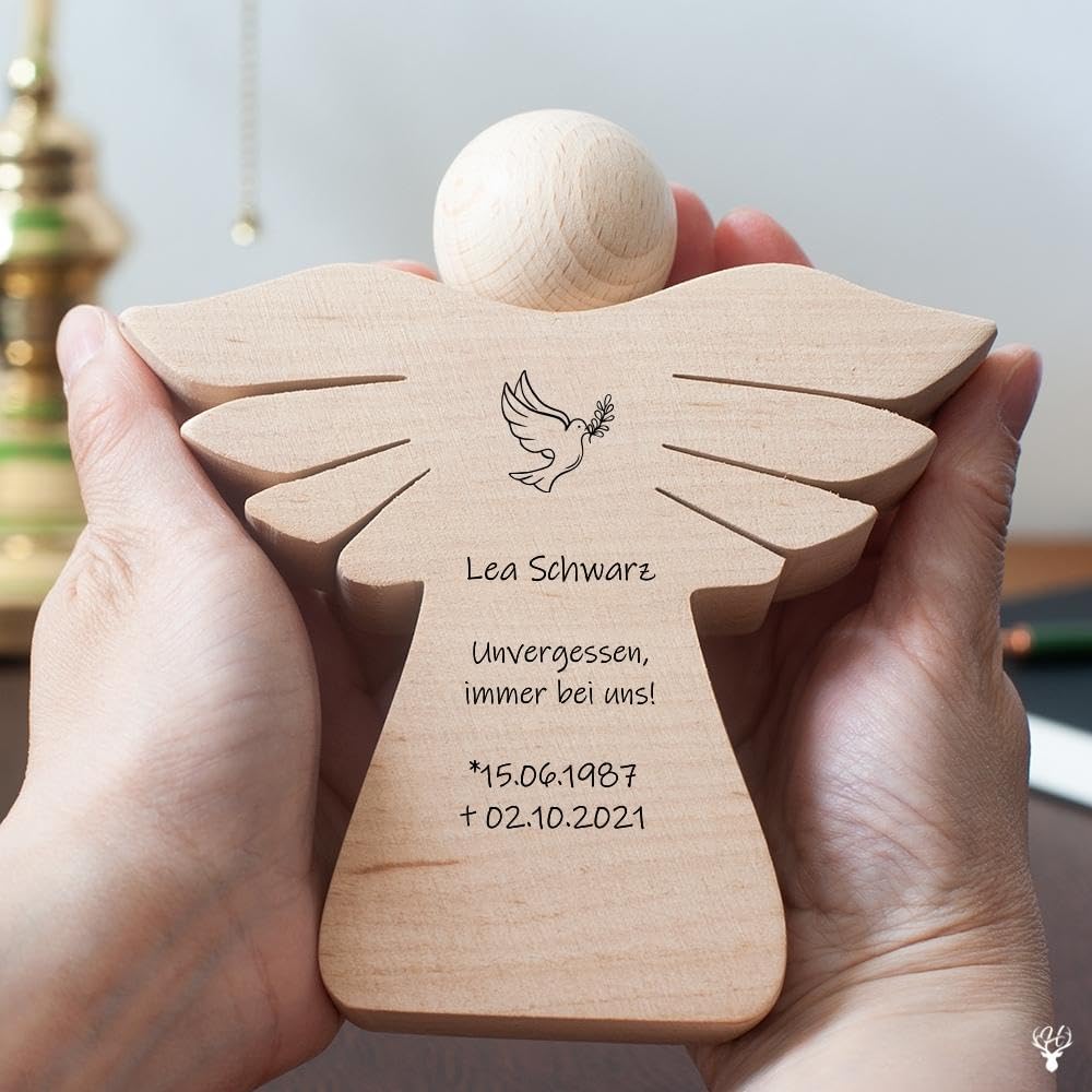 HOFMEISTER® Holzengel Geldgeschenk personalisierte Gravur - Geschenkidee zur Taufe, Konfirmation, Ho