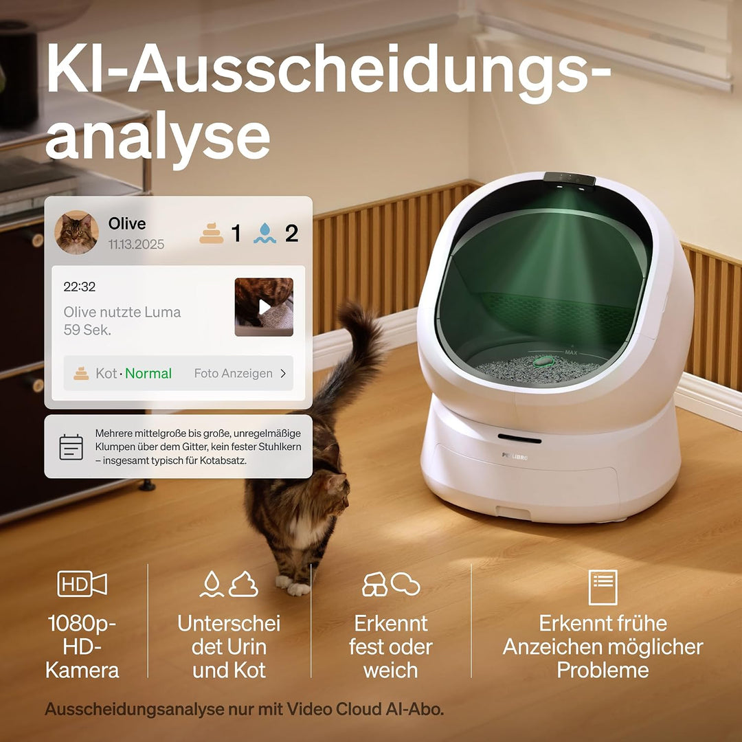 PETLIBRO Luma Katzenklo Selbstreinigend, elektrische Katzentoilette mit AI-Kamera zur Kotanalyse, Ge