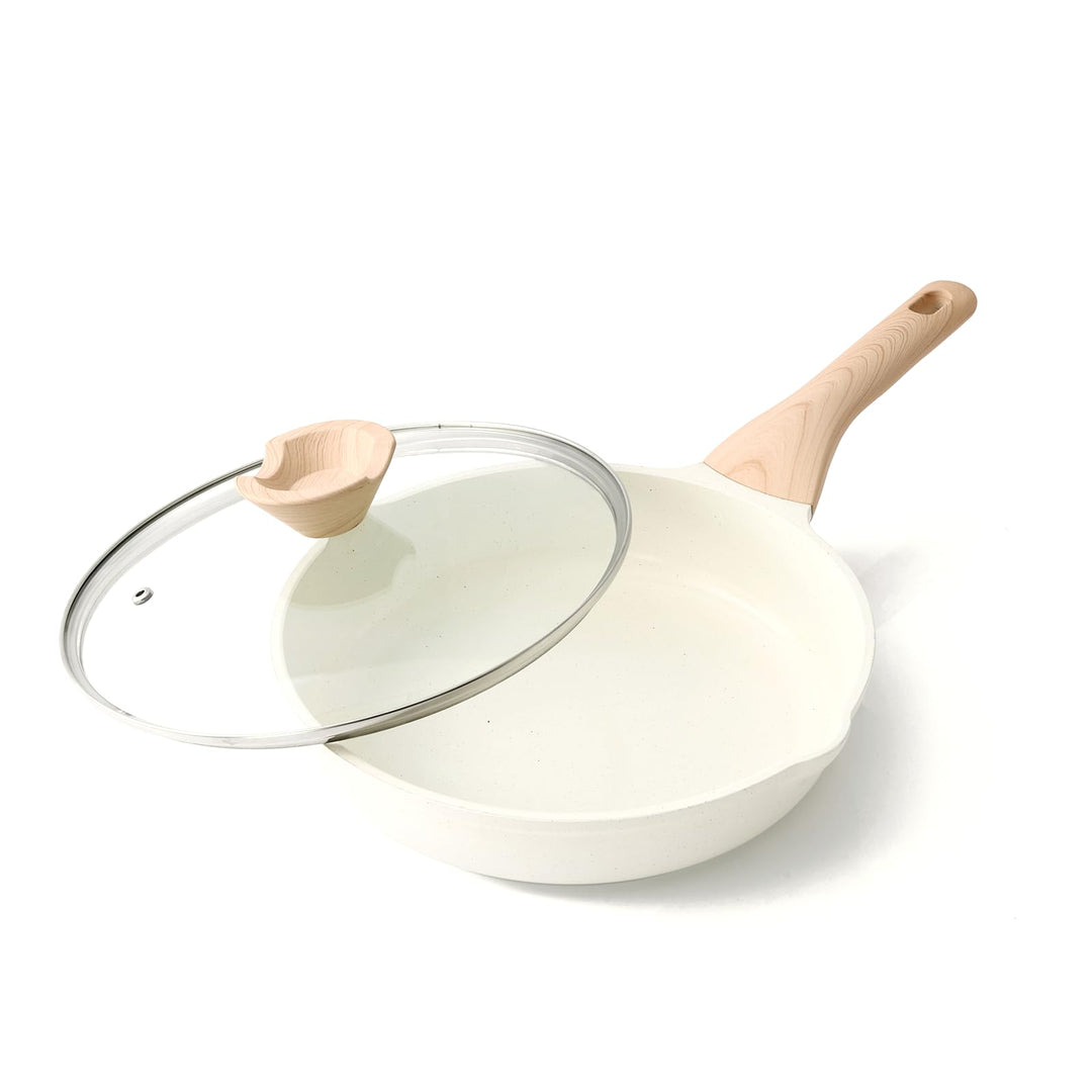 Kordisen 24 cm Keramik Bratpfanne mit Deckel, Antihaft Keramik Pfanne Induktion, Gesund und Ungiftig