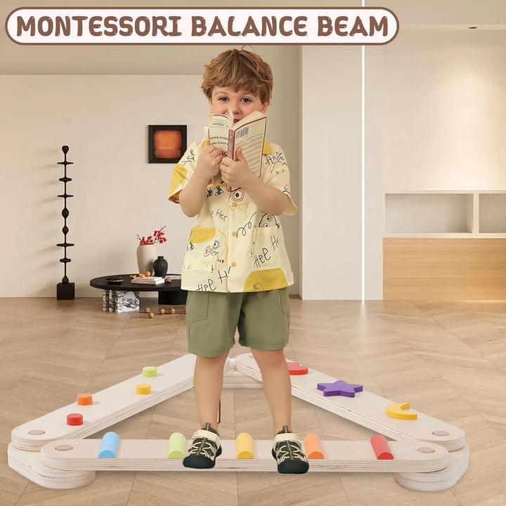 Holz Kleinkinder Schwebebalken Bunte Hindernisstange,Balancierbalken Kinder Montessori Spielzeug für