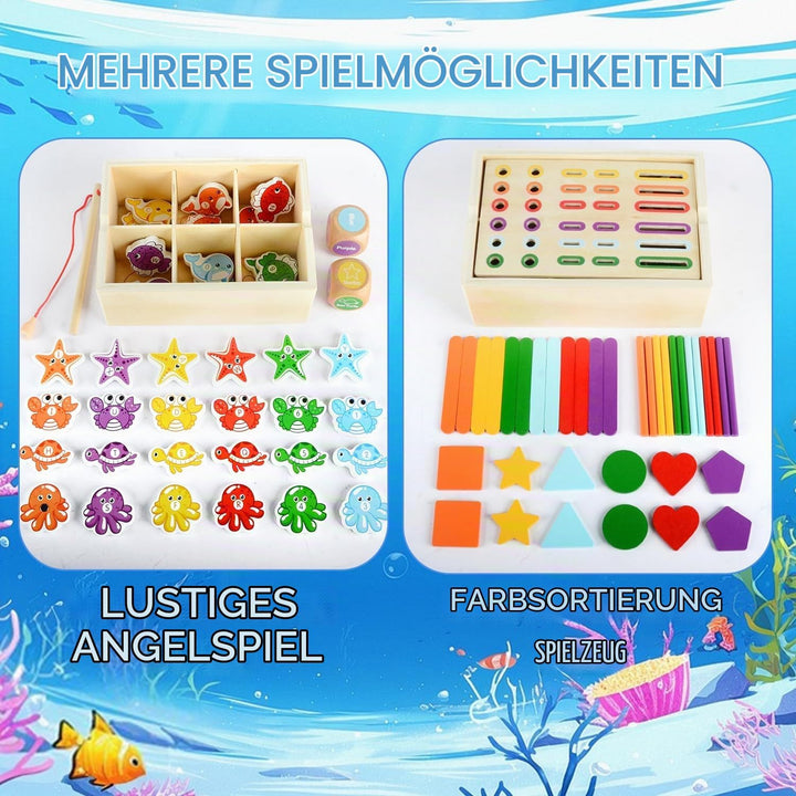 Montessori Spielzeug ab 1 Jahr, 4-in-1 Motorikspielzeug 1 2 3 Jahre, Holz Sensorik Spielzeug 2 Jahre