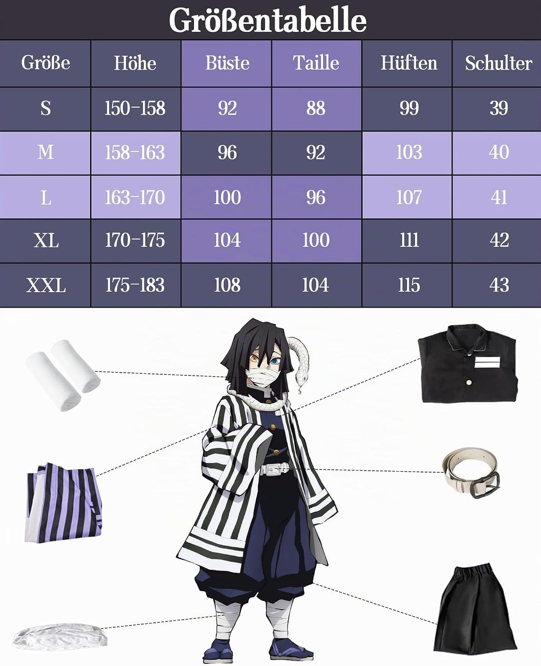 FCCAM Agatsuma Zenitsu Cosplay Kimono Vollständiger Satz Anime Zenitsu Cosplay Kostüm Erwachsene Sch