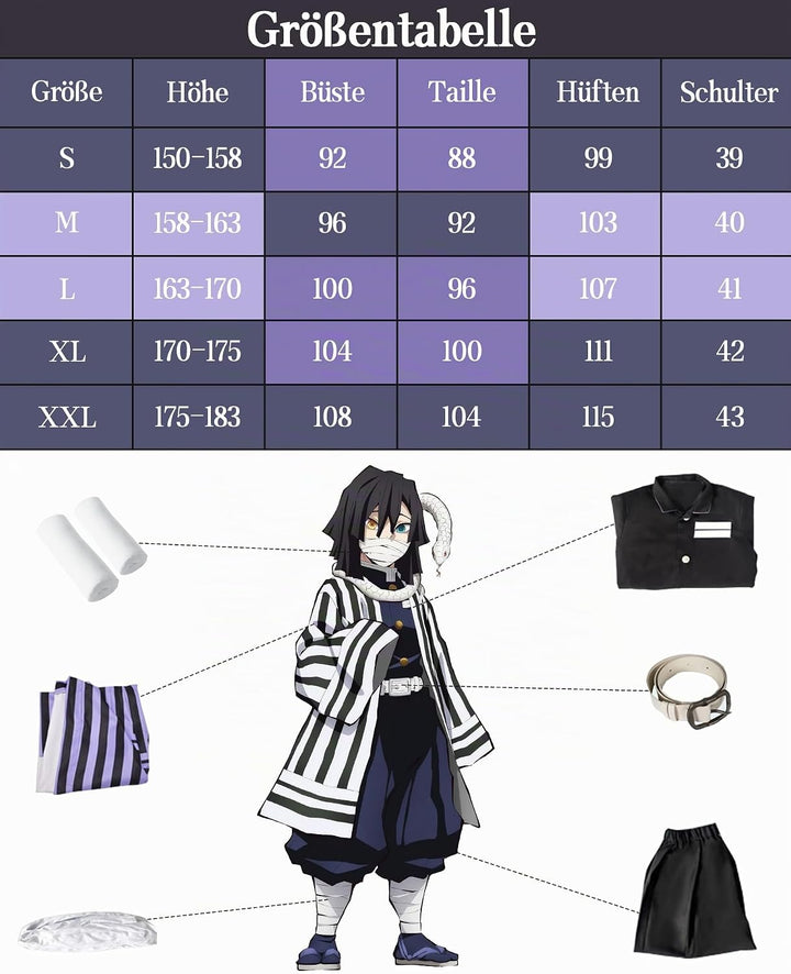FCCAM Agatsuma Zenitsu Cosplay Kimono Vollständiger Satz Anime Zenitsu Cosplay Kostüm Erwachsene Sch