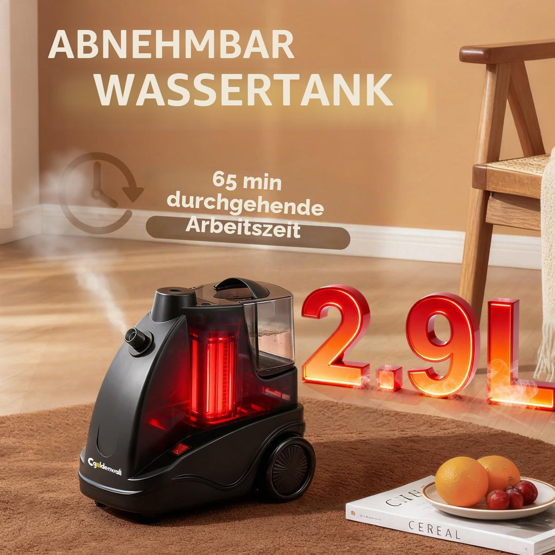 CGOLDENWALL 1500W Vertikales Dampfglätter, 2.9L Abnehmbarer Wassertank, 40s Schnelles Aufheizen, Dua